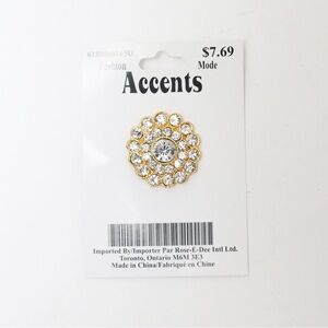 NWT Floral crystal buttons yellow gold tone retro flower rose peony new light